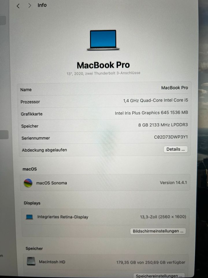 Apple MacBook Pro 13 Zoll 2020 256GB 8 GB RAM in Markranstädt