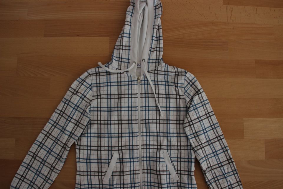 Kapuzen-Pullover Cardigan Hoody Jacke weiß kariert M 38 40 Pimkie in Stuttgart