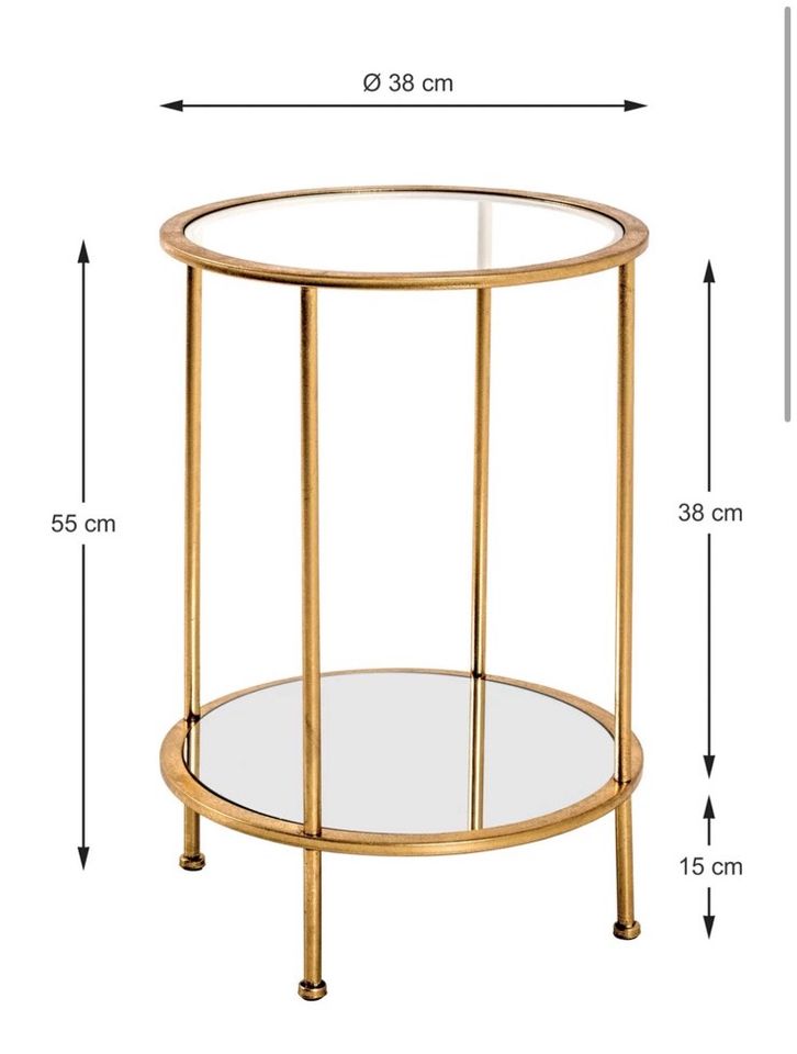 Beistelltisch 2x Gold mit Glas und Spiegelglas (Nachttisch) in Gaggenau