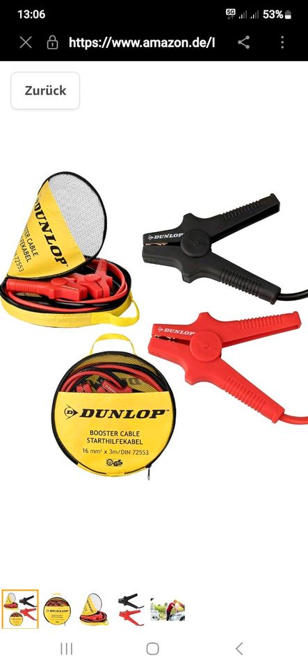 Dunlop Starthilfekabel 12V / 24V | 3m Länge | Querschnitt 16mm in Rietberg