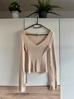 H&M Basic Oberteil beige gerippt V-Ausschnitt Niedersachsen - Wrestedt Vorschau