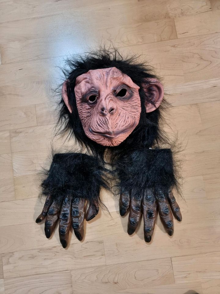Affen Kostüm Fasching Maske+Handschuhe Werwolf Affe Wolf Karneval in Augsburg