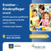 Erzieher/in oder Kinderpfleger/in (m/w/d) in der Gemeinde Balzheim bei der Kita Unterbalzheim gesucht | www.localjob.de # job betreuung kinder Baden-Württemberg - Balzheim Vorschau