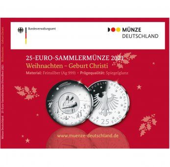 25-Euro-Sammlermünze 2021 "Weihnachten - Geburt Christi" in Stuttgart