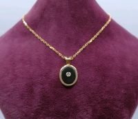 Neuwertige Gold Halskette mit Onyx Diamant Anhänger, Goldkette Berlin - Neukölln Vorschau