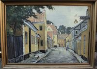 Gemälde Ölgemälde Häuser Dorf Straße mid century Original Hessen - Gießen Vorschau