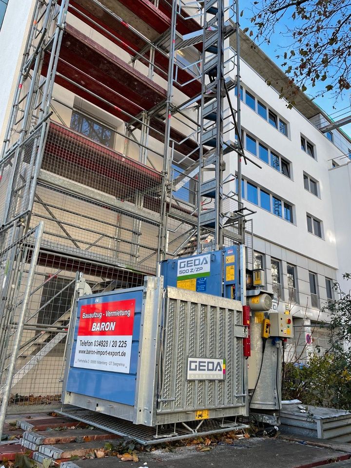 Bauaufzug Vermietung GEDA 500 ZZP Senkrechtaufzug Miete Baustelle in Wittenberg