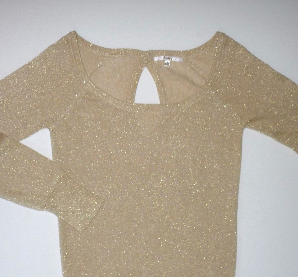 BERSHKA Shirt-Kleid Tunika Gr.S Goldfarbig Lurex sexy Ausschnitt in Berlin