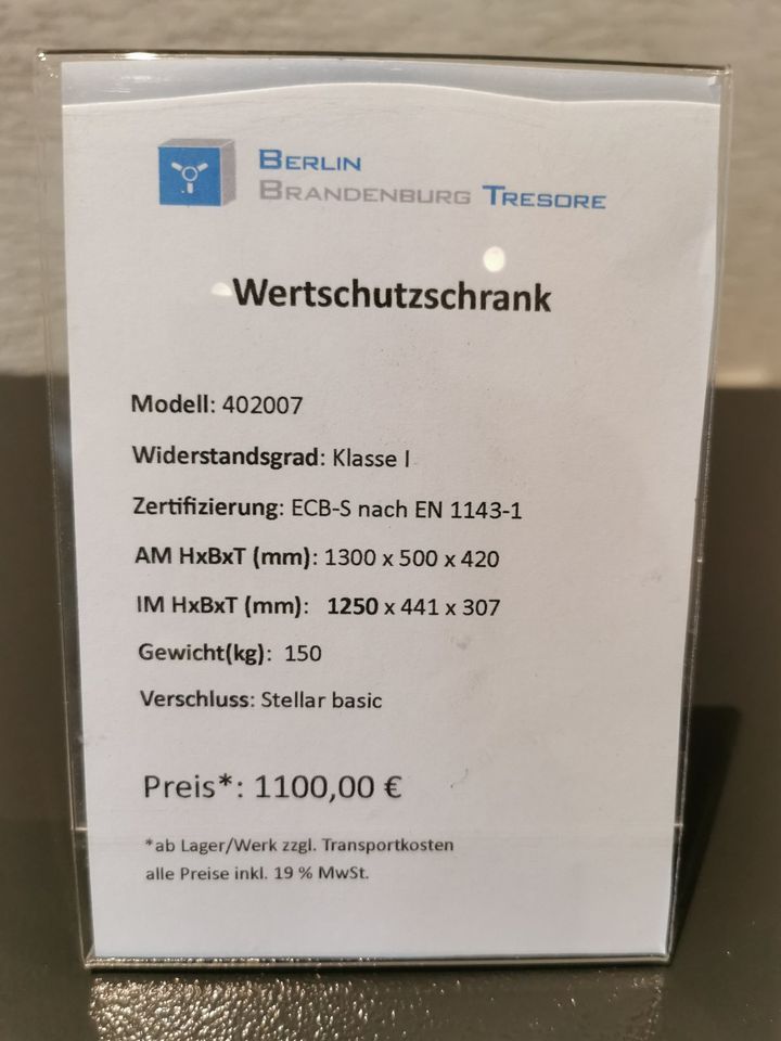 | Tresor | Safe | Wertschutzschrank | Klasse I | Elektronik | in Berlin