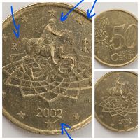 2 Sammlermünze: 50 Cent Münze 2002 aus Italien, Fehlprägung! Baden-Württemberg - Ludwigsburg Vorschau