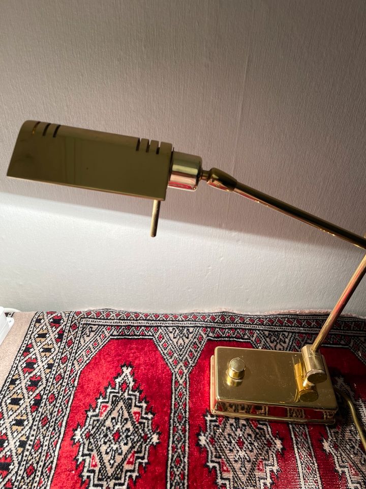 Vintage Messing Schreibtischlampe von Holtkötter in Bischofsheim