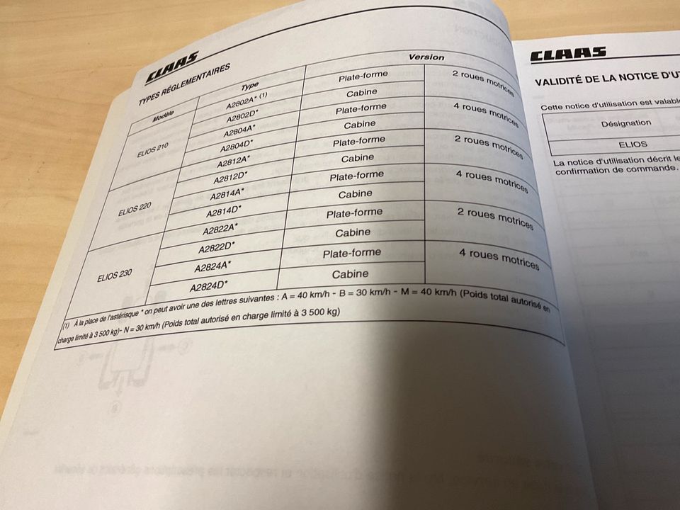 Betriebsanleitung für Claas Elios 210-230 Französische Ausgabe in Steinau an der Straße