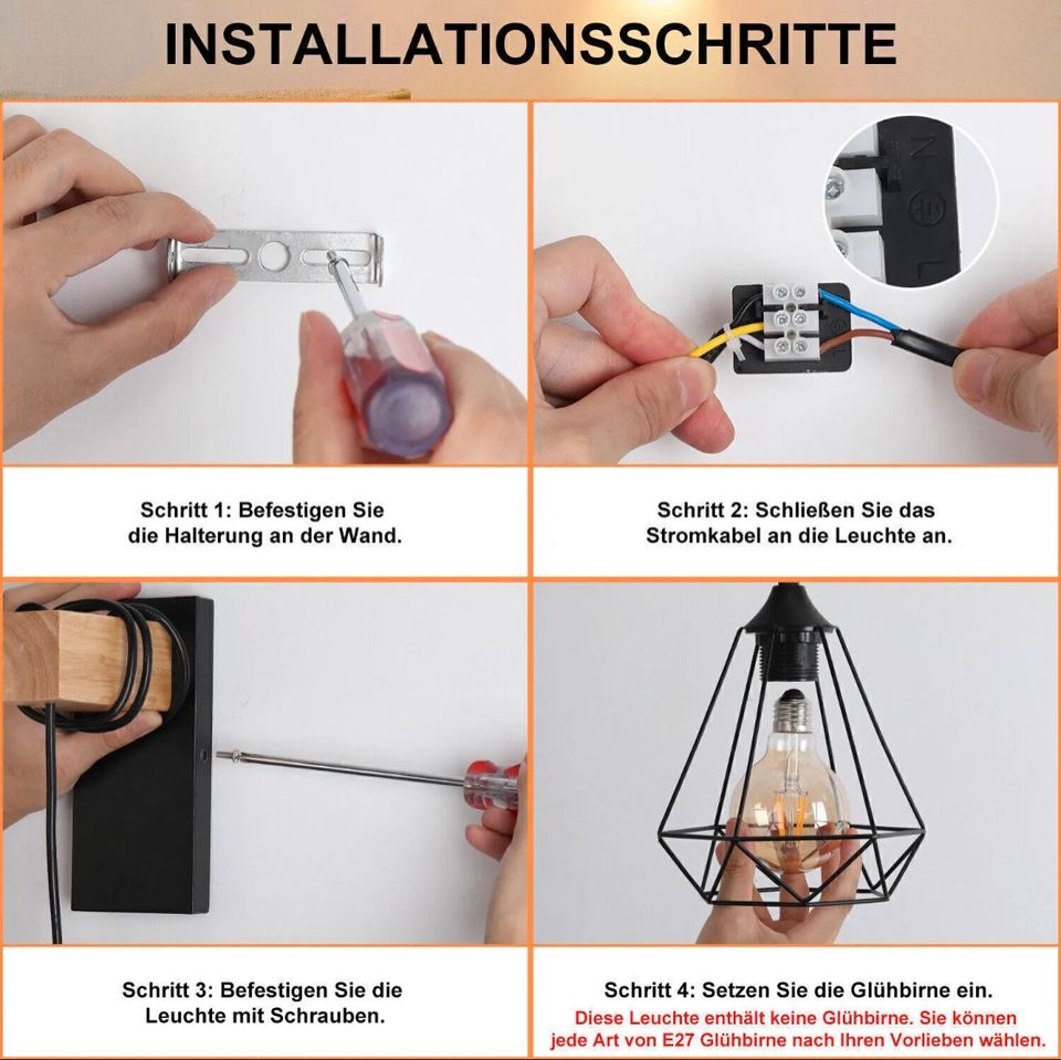 Retro Wandlampe Deckenleuchte Strahler Leuchte Wohnzimmer E27 in Bebra