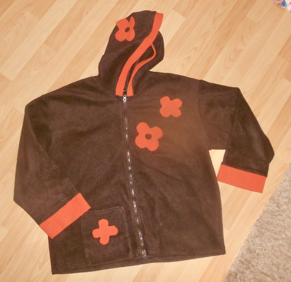 Hoodie Fleecejacke Kapuze Kapuzenjacke orange Blume etsy 44 46 48 in Weil a. Lech