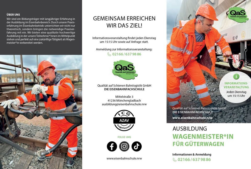 Weiterbildung zum Wagenmeister (m/w/d) - anschließend Gehalt ab 3000 € in einem sicheren Job! in Duisburg