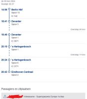 Bahn Berlin-Deventer (oder Eindhoven) 9.5.2024 1.klasse Berlin - Mitte Vorschau