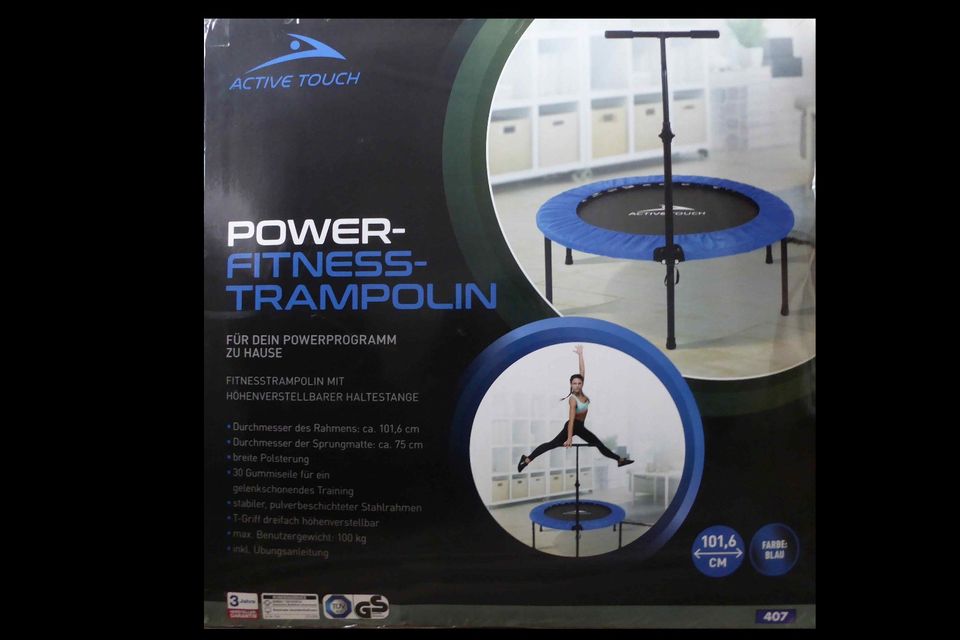 Power Fitness Trampolin mit Haltestange 1m Blau in Minden