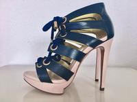 Original Pollini High Heel Schnürsandale blau und Gold Dresden - Striesen-Ost Vorschau