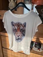 Weisses T-Shirt mit Tigerprint und Spitze am Rücken Gr.S Baden-Württemberg - Ladenburg Vorschau