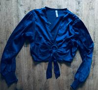Amisu Bluse blau Oberteil bauchfrei S 36 Satin Hessen - Neu-Anspach Vorschau