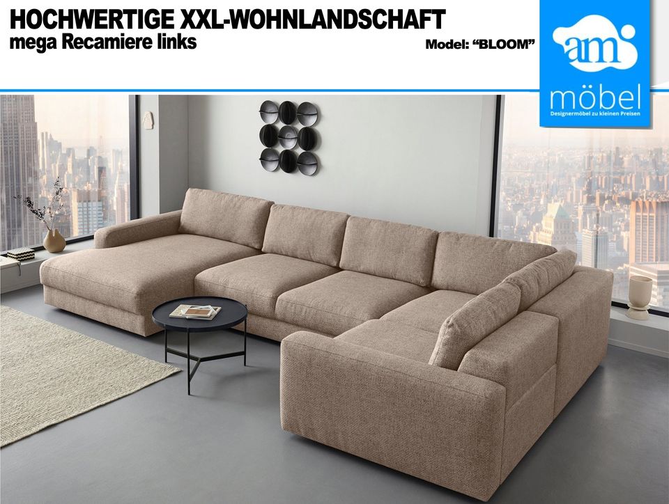 Sofa Couch Wohnlandschaft U Form XXL Sofa in hellbraun in Bremen