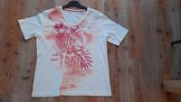 Shirt, Gr 44, wollweiß rot, Druck, Glitzer, V, kurzer Arm Schleswig-Holstein - Flensburg Vorschau
