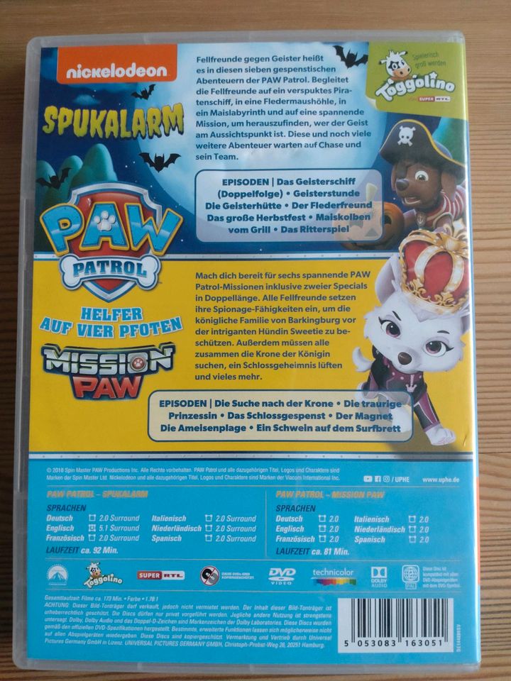 2 DVDs Paw Patrol Spukalarm/Mission Paw in Nidderau