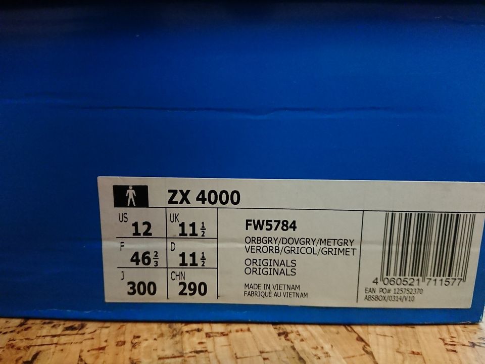 Adidas Originals ZX 4000 Gr. EUR 46 2/3 grau NEU OVP in Quickborn