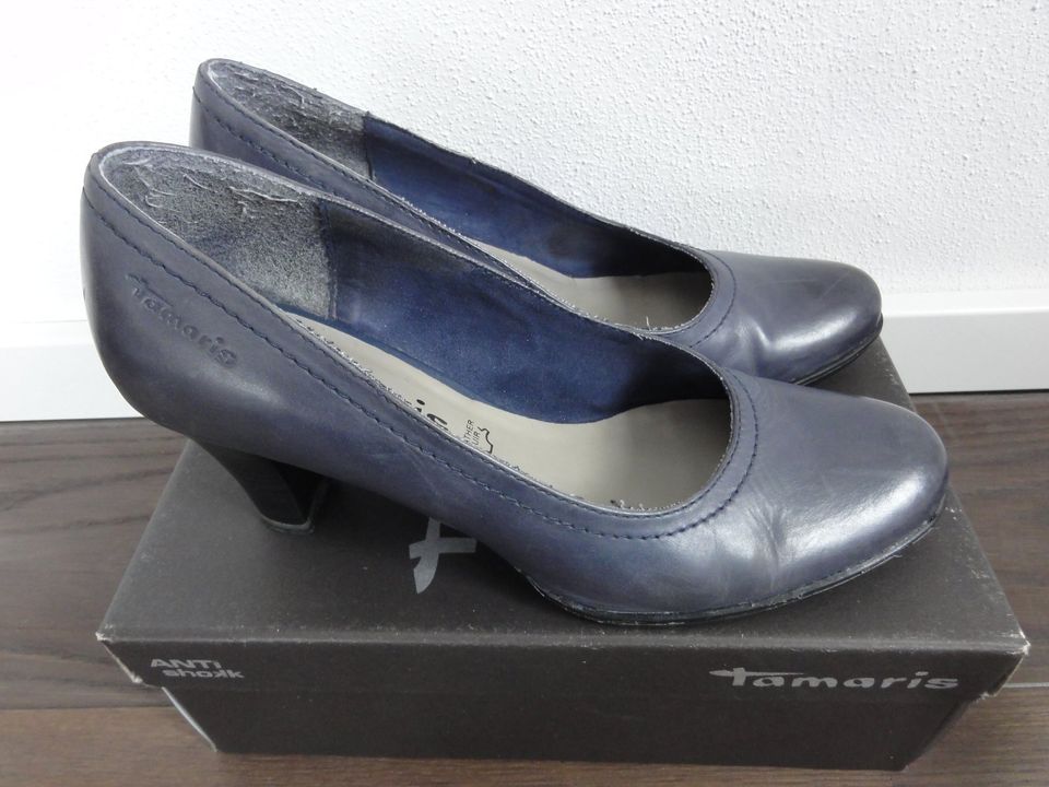 TAMARIS Pumps Lederpumps blau Gr. 38 in Bad Heilbrunn