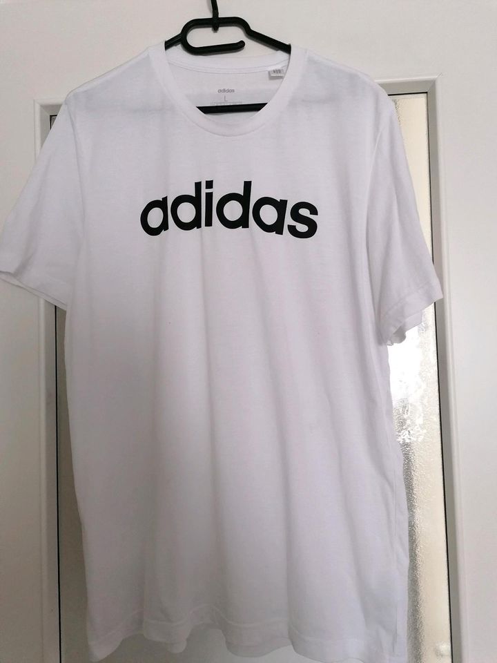 Herren adidas weißes T shirt gr L in Worms