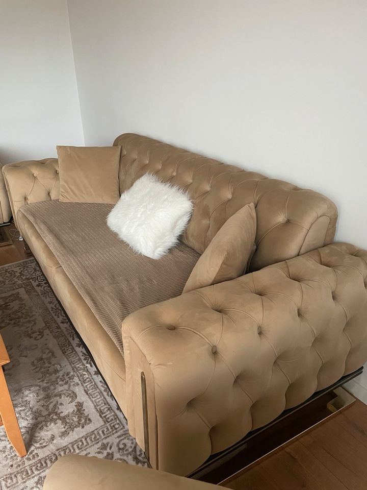 Chesterfield Sofagarnitur Sofa 3+3+1 mit Schlaffunktion Couch in Bünde