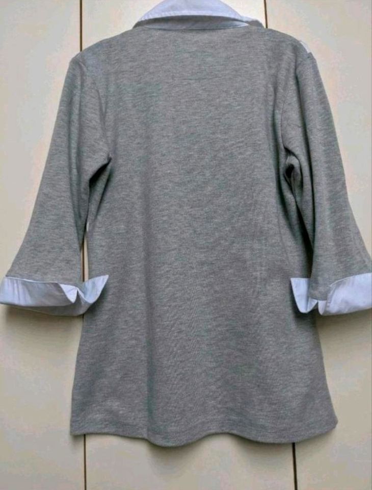 Shirt grau mit Rautenmuster und Bluseneinsatz Gr. M von C&A in Berlin