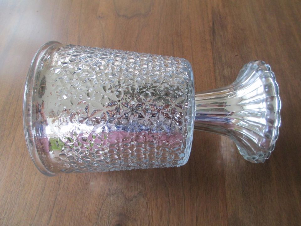Modernes Windlicht Kerzenhalter Glas versilbert h 20 d 13 cm in Barbing