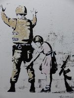 BANKSY Lithografie 50x35 cm"Girl frisking soldier" sign. GERAHMT! Nordrhein-Westfalen - Gronau (Westfalen) Vorschau