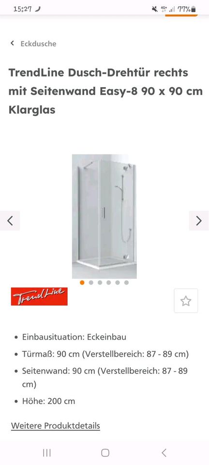 Trendline Duschkabine Eckeinstieg easy 8 de Luxe NEU in Krefeld