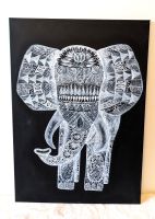 Bild - selbstgemalt DIY - Elefant - Bali Hippie - Schwarz Weiss Baden-Württemberg - Mannheim Vorschau