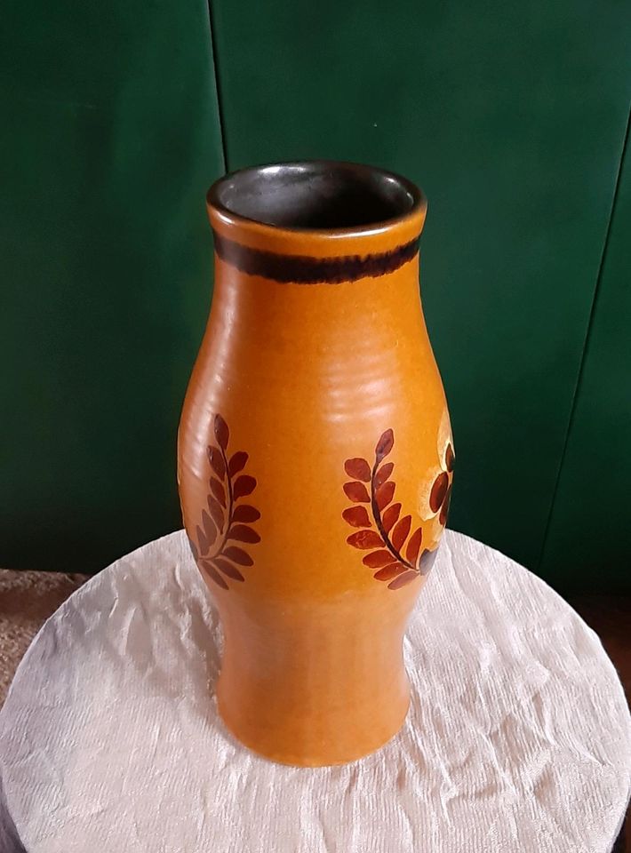 hohe Vase braun mid century H 29 cm gelb rostrot schwarz vintage in Fredersdorf-Vogelsdorf