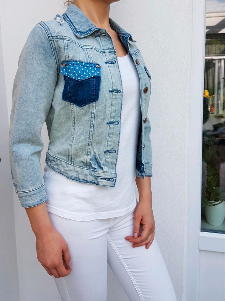 Review Jeansjacke Vintage Trashed Denim crop Jeansjacke american in Köln