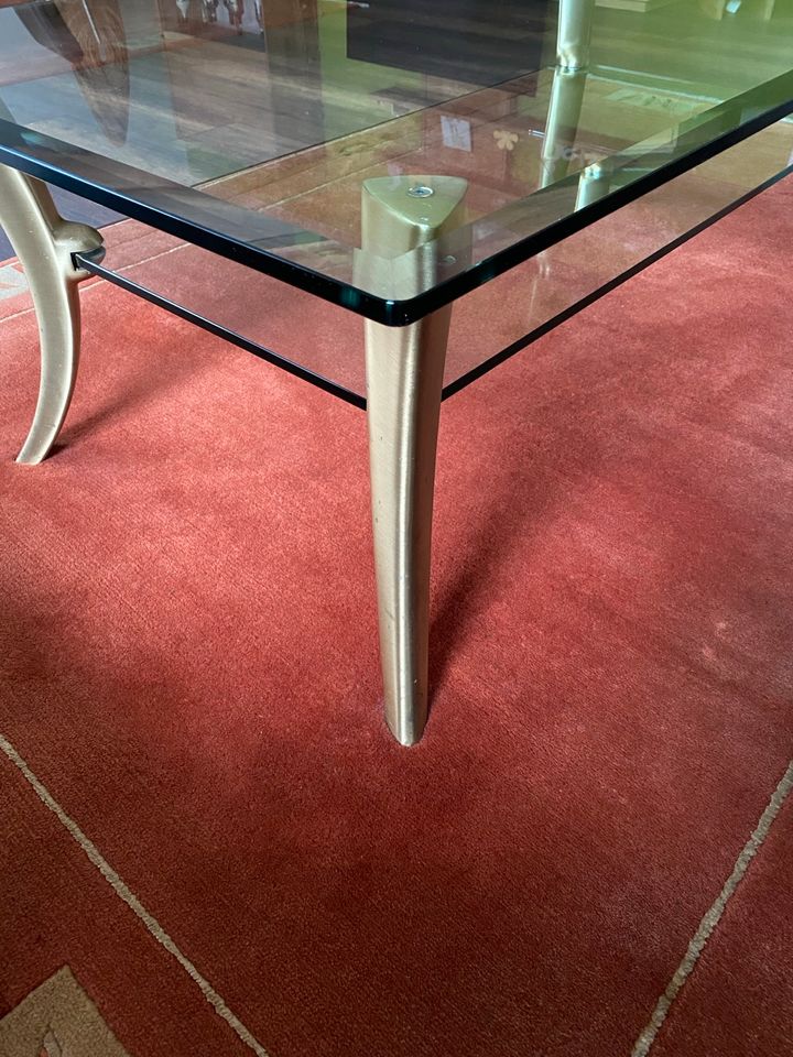 Exklusiver Glas-Coachtisch mit Kristallglasplatte 80x130x45 in Bremen