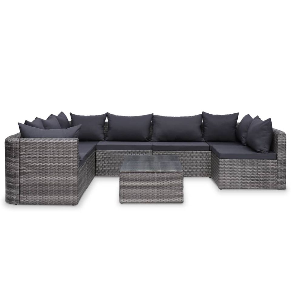 8-tlg. Gartenlounge-Set mit Auflagen Poly Rattan Sofa Grau in Bad Kissingen