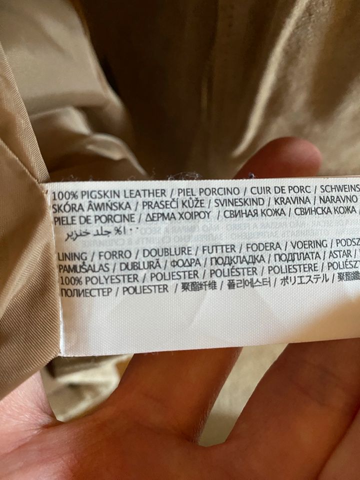 Mango Lederjacke echtes Wildleder Größe L beige in Gersfeld