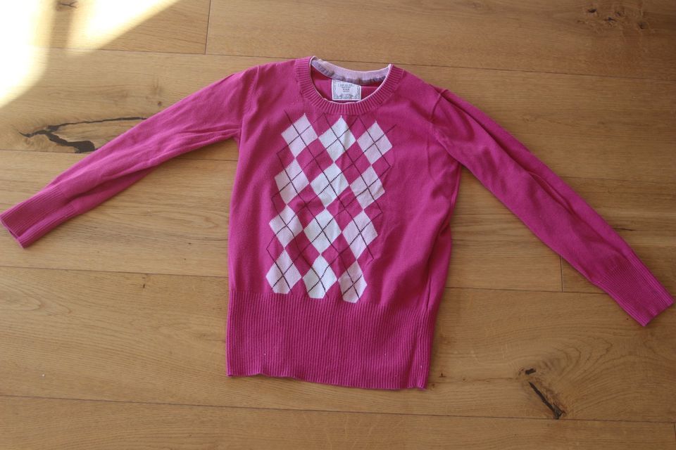 H&M Pulli Pullover Strickpulli pink Rauten Gr. 122 / 128 in Lamerdingen