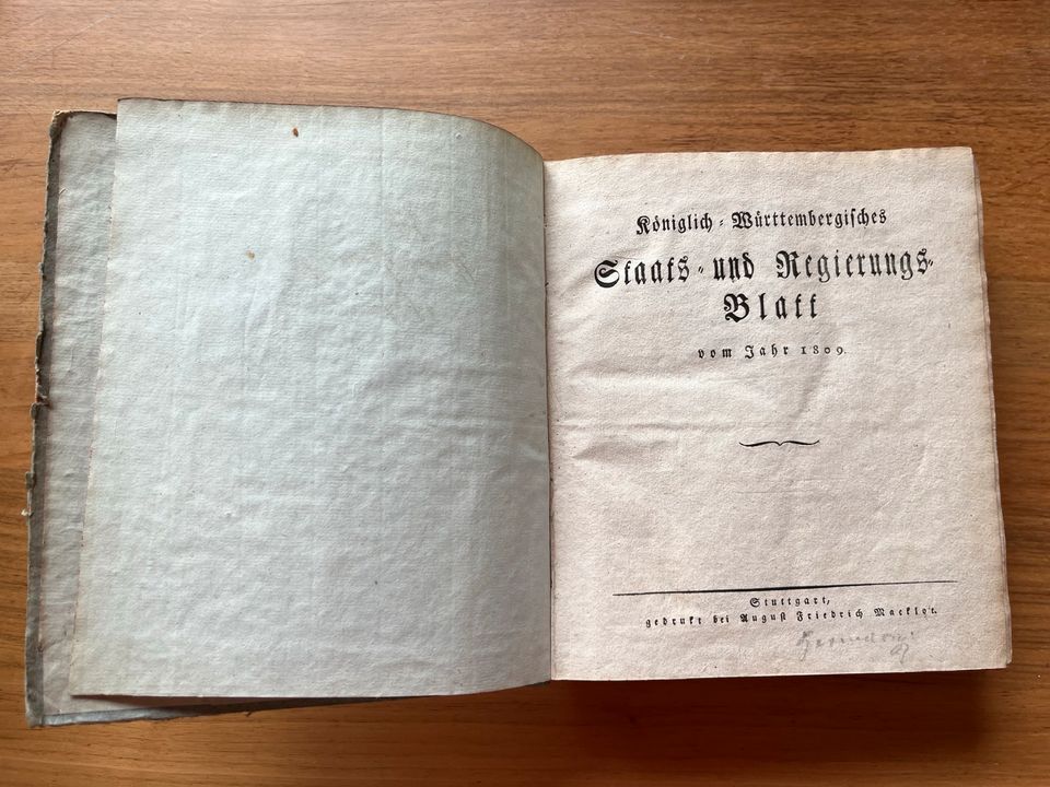 Buch - Württembergisches Staats- & Regierungsblatt 1809 in Heidenheim an der Brenz