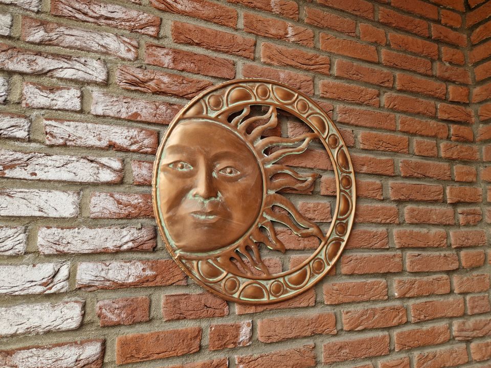 Wanddeko Ornament Sonne 51cm Kupfer Skulptur Bild Garten in Bad Schwartau