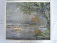 Hasenkamp Gemälde Aquarell Ölbild 1951 signiert Am See Fluss Niedersachsen - Uplengen Vorschau