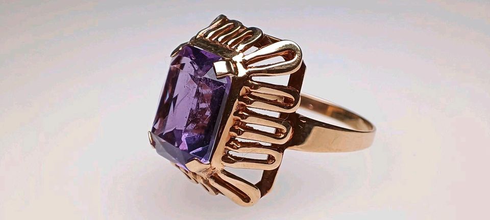 Antiker großer Amethyst Ring 585 Gold 14k 57 in Reinstorf