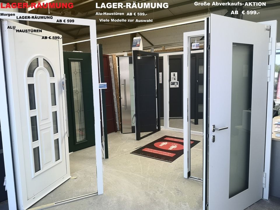 HAUSTÜREN-ALU-NEU=LAGERRÄUMUNG=Modell 501-527=DIENSTAG=07 MAI=GROßABVERKAUF=FABRIKSNEU=10 JAHRE-GARANTIE=sofort zum MITNEHEN oder SONDERANFERTIGUNG=zum ABVERKAUFSPREIS=bis 80%=ab LAGER=ab 649.- in Obersulm