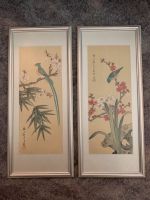 Asiatisch chinesisches Aquarell Vögel und Blumen gerahmt Harburg - Hamburg Neugraben Vorschau