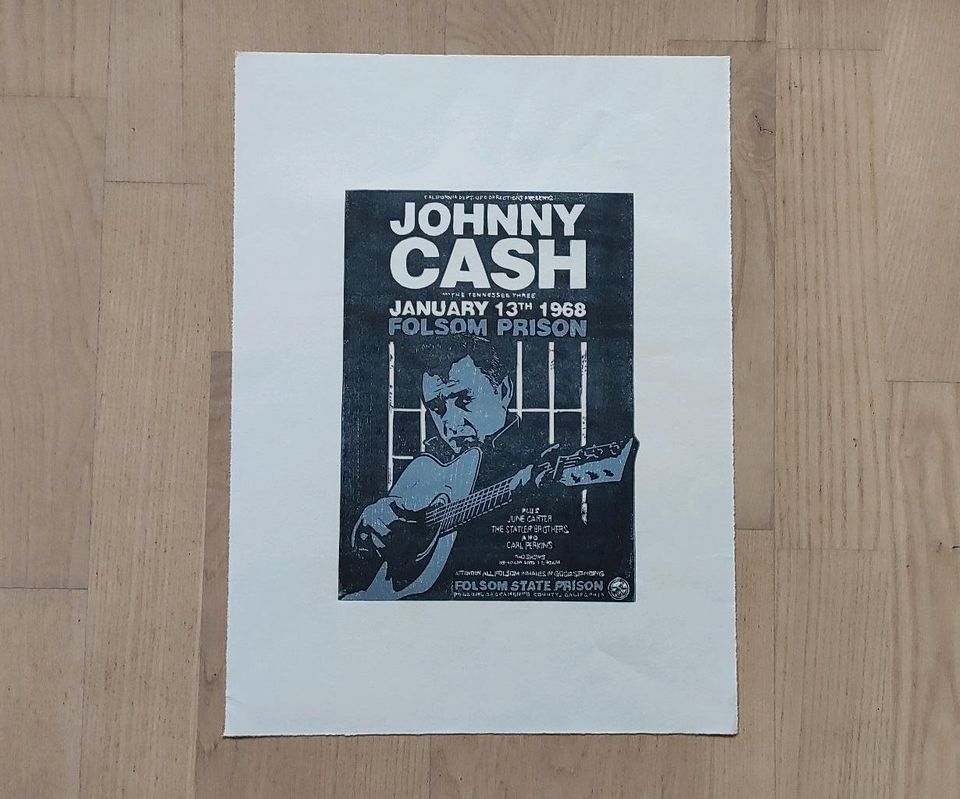 Johnny Cash Folsom Prison Linoldruck A3 verschiedeneFarben Plakat in Fellbach