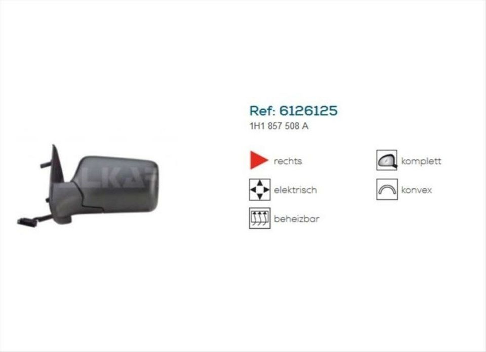 Spiegelglas links beheizbar konvex für Seat Cordoba 6K1 Ibiza 6K1 VW Golf 3  1H1